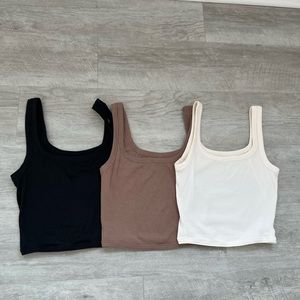 3 Lululemon Cotton Ribbed Tanks Size 6